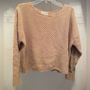 Elegant Chenille Knit Beige Sweater